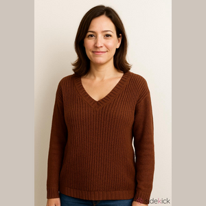 EUC Women's RD Style Brown V-Neck Sweater L